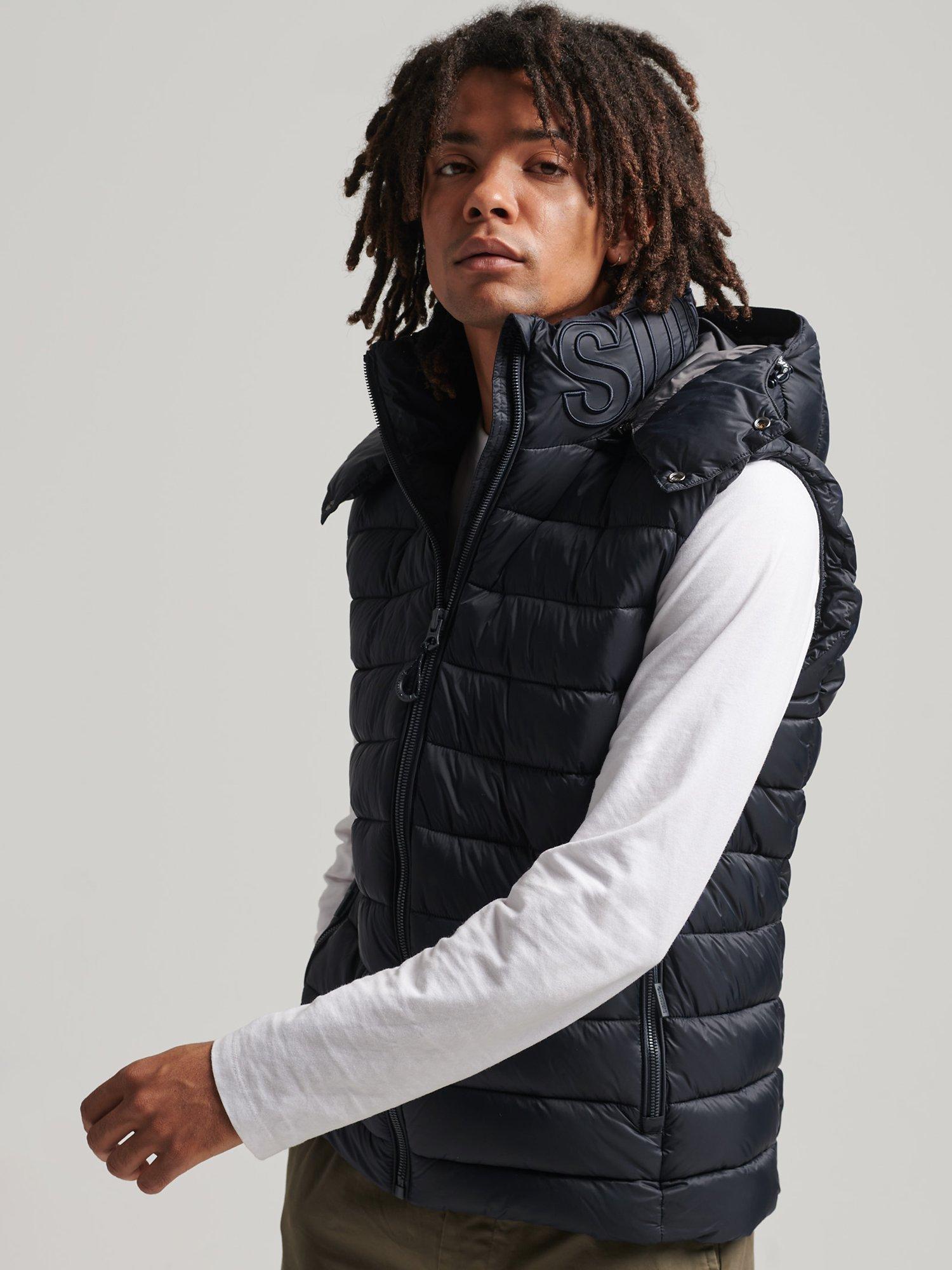 Superdry Hooded Classic Padded Gilet, Deep Navy