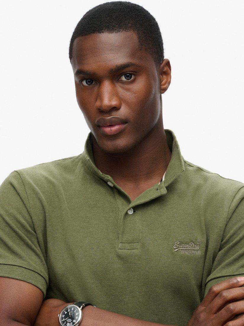 Product image 3 of 7, which shows Superdry Classic Pique Polo Shirt, Thrift Olive Marl, L