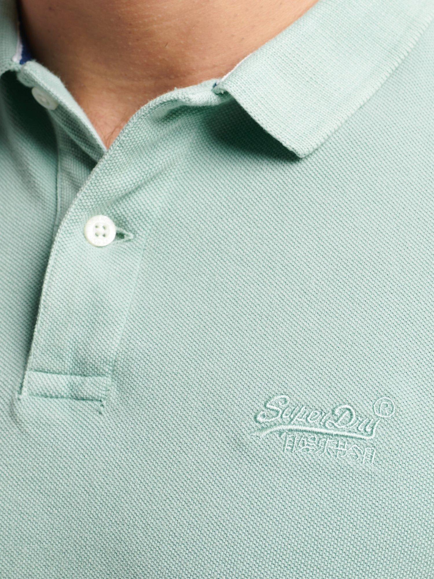 Product image 4 of 5, which shows Superdry Vintage Destroyed Pique Polo Shirt, Fresh Mint, XL