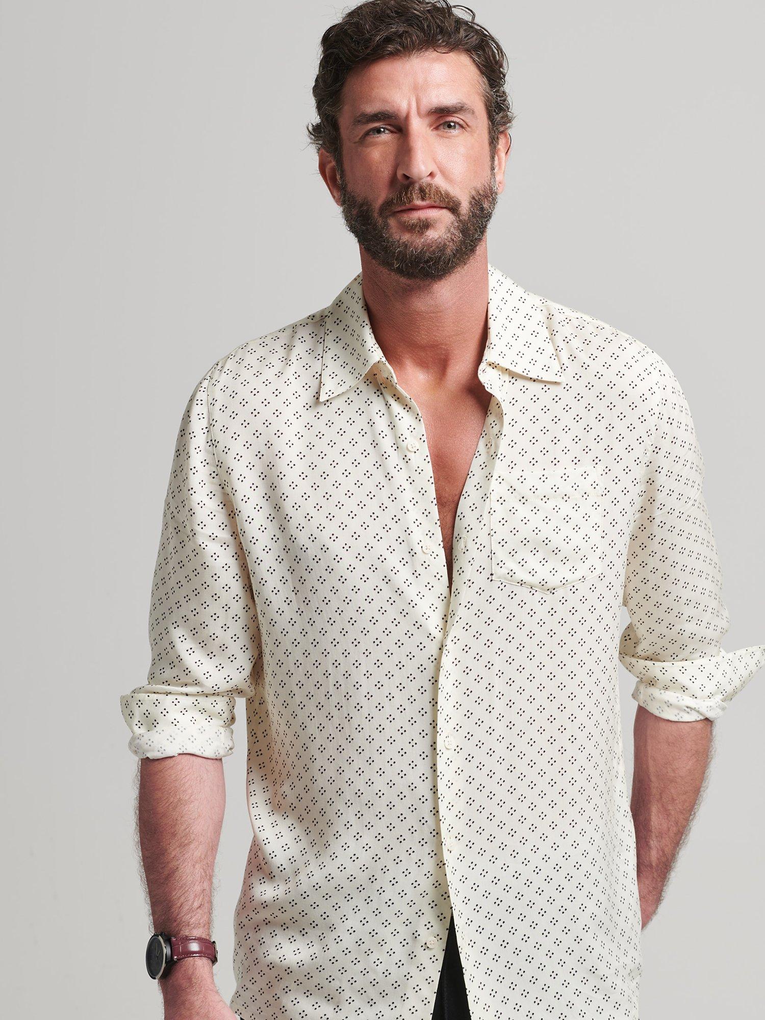 Superdry 70s Print Long Sleeve Shirt, Four Dot Mini