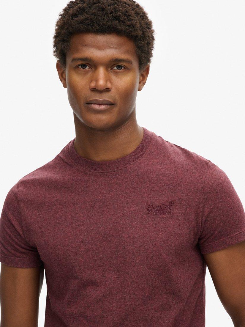 Superdry Organic Cotton Essential Logo T-Shirt, Burgundy Grit, S