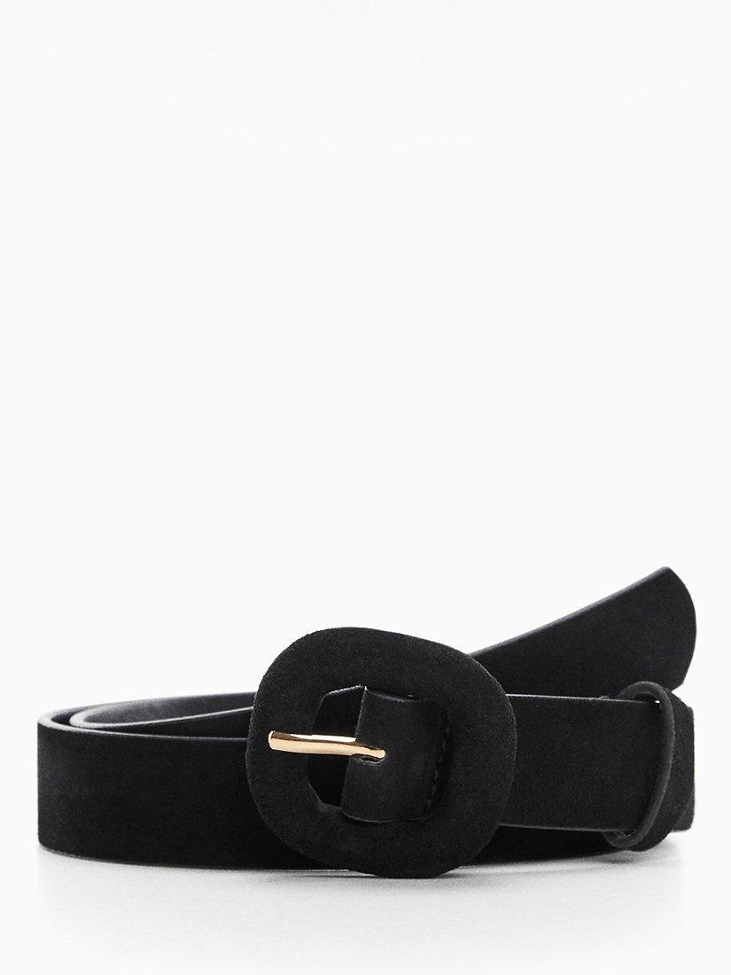 Mango Suede Belt, Black