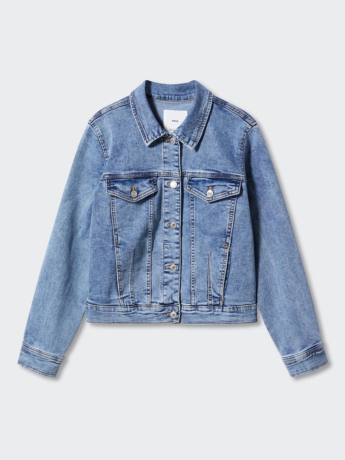 Mango Vicky Denim Jacket, Open Blue