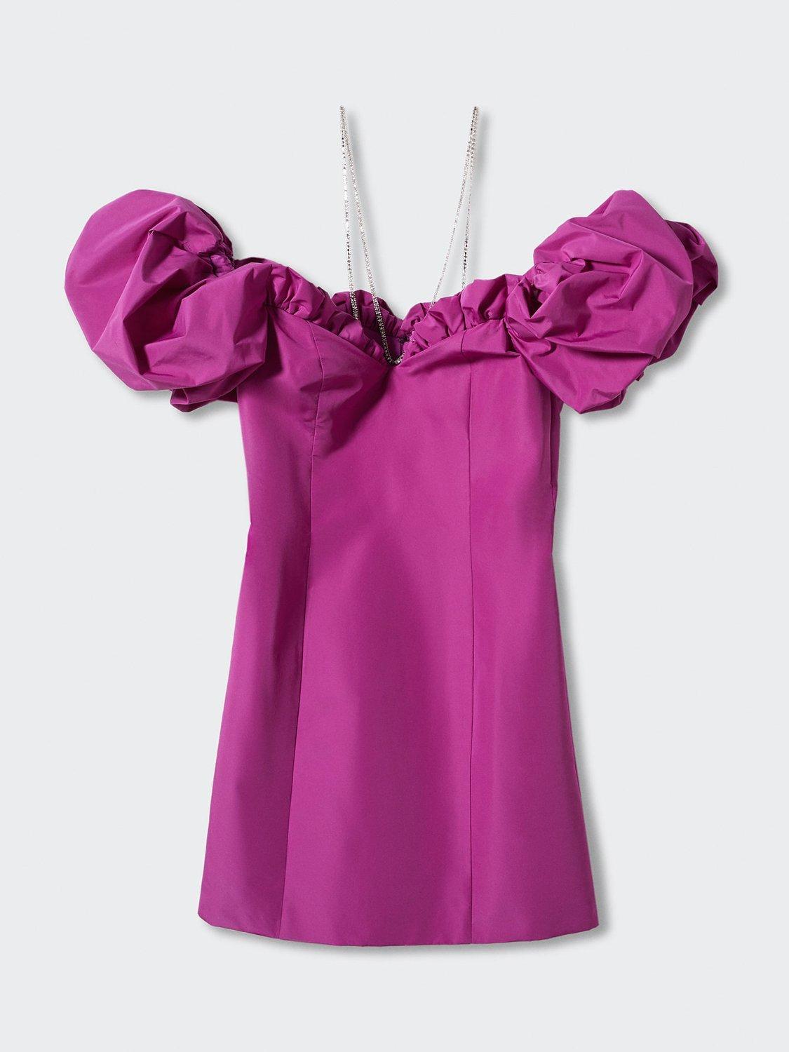 Mango Diane Frill Mini Dress, Magenta