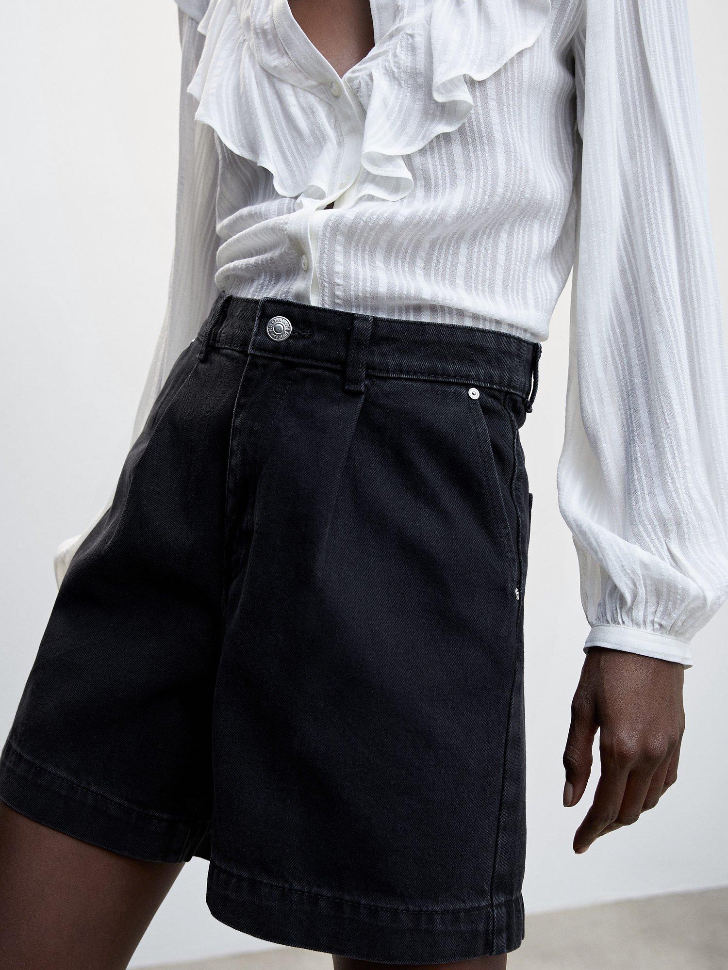 Mango Regina Denim Shorts, Open Grey