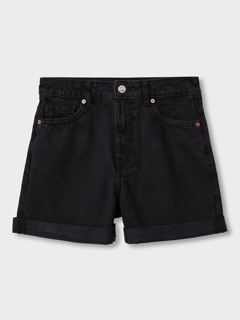 Mango Denim Mom Shorts, Black