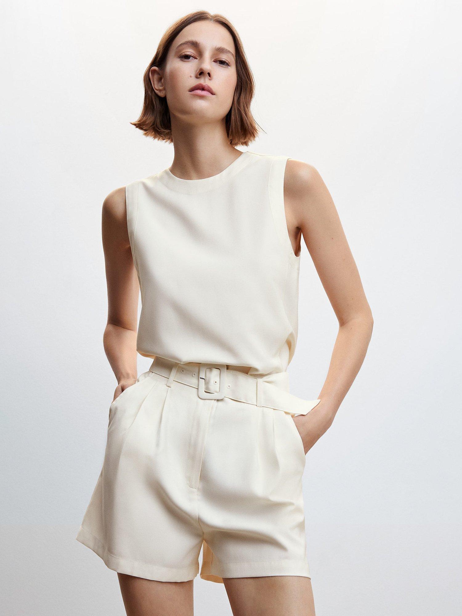 Mango Ticket Sleeveless Top, Natural White, M