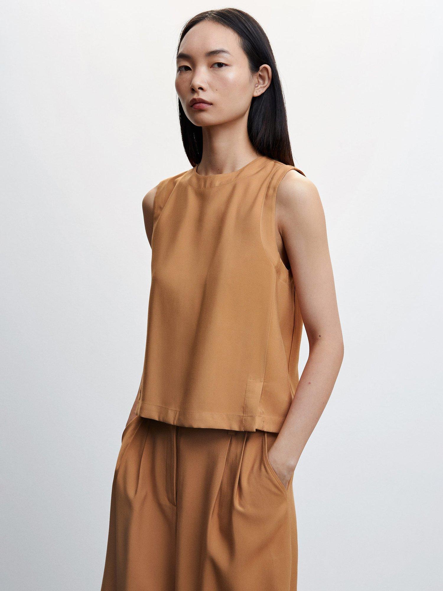 Mango Ticket Sleeveless Top, Dark Brown
