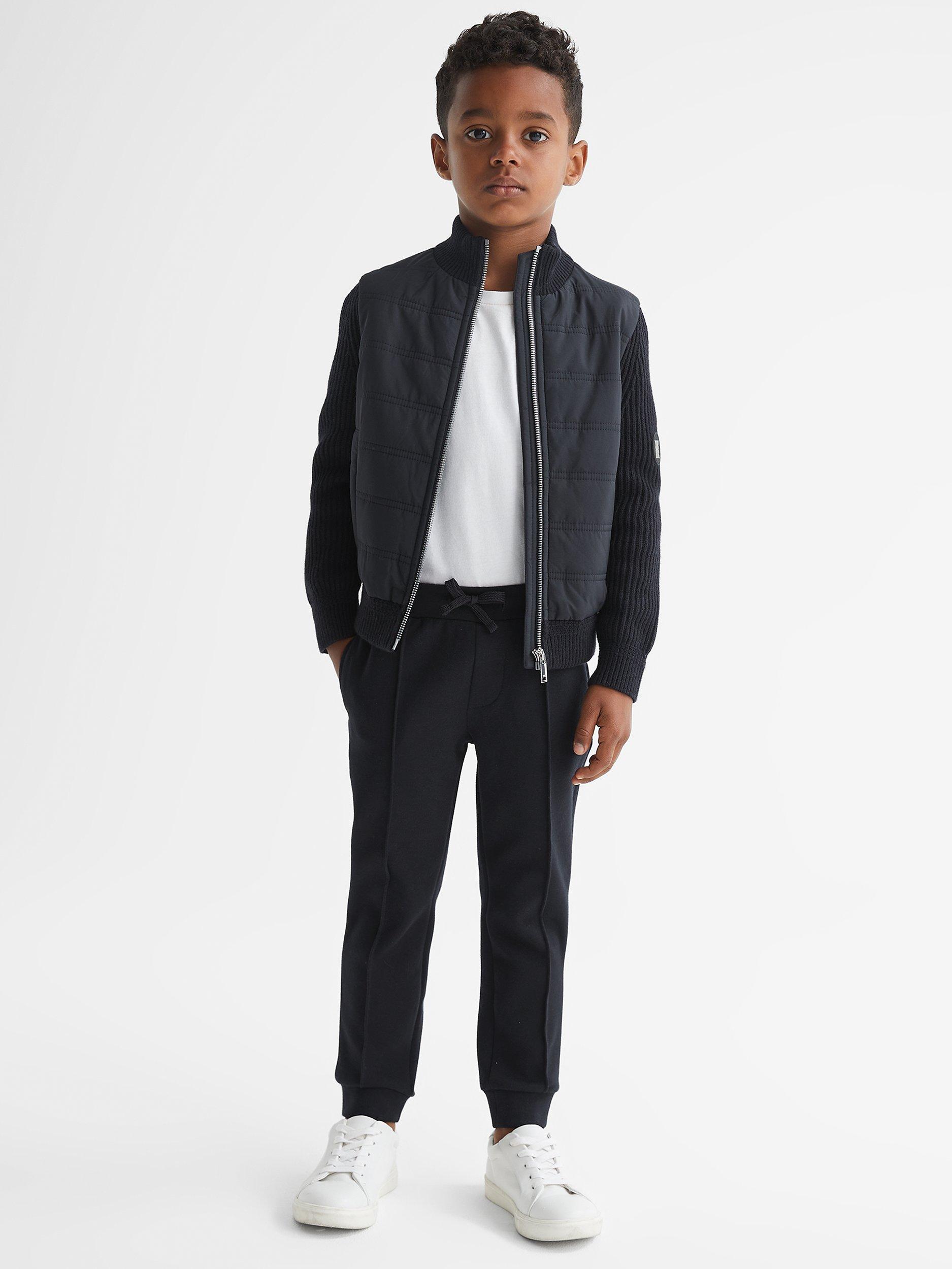 Product image 1 of 5, which shows Reiss Kids' Trainer Zipped Jumper, Navy, 4-5 years