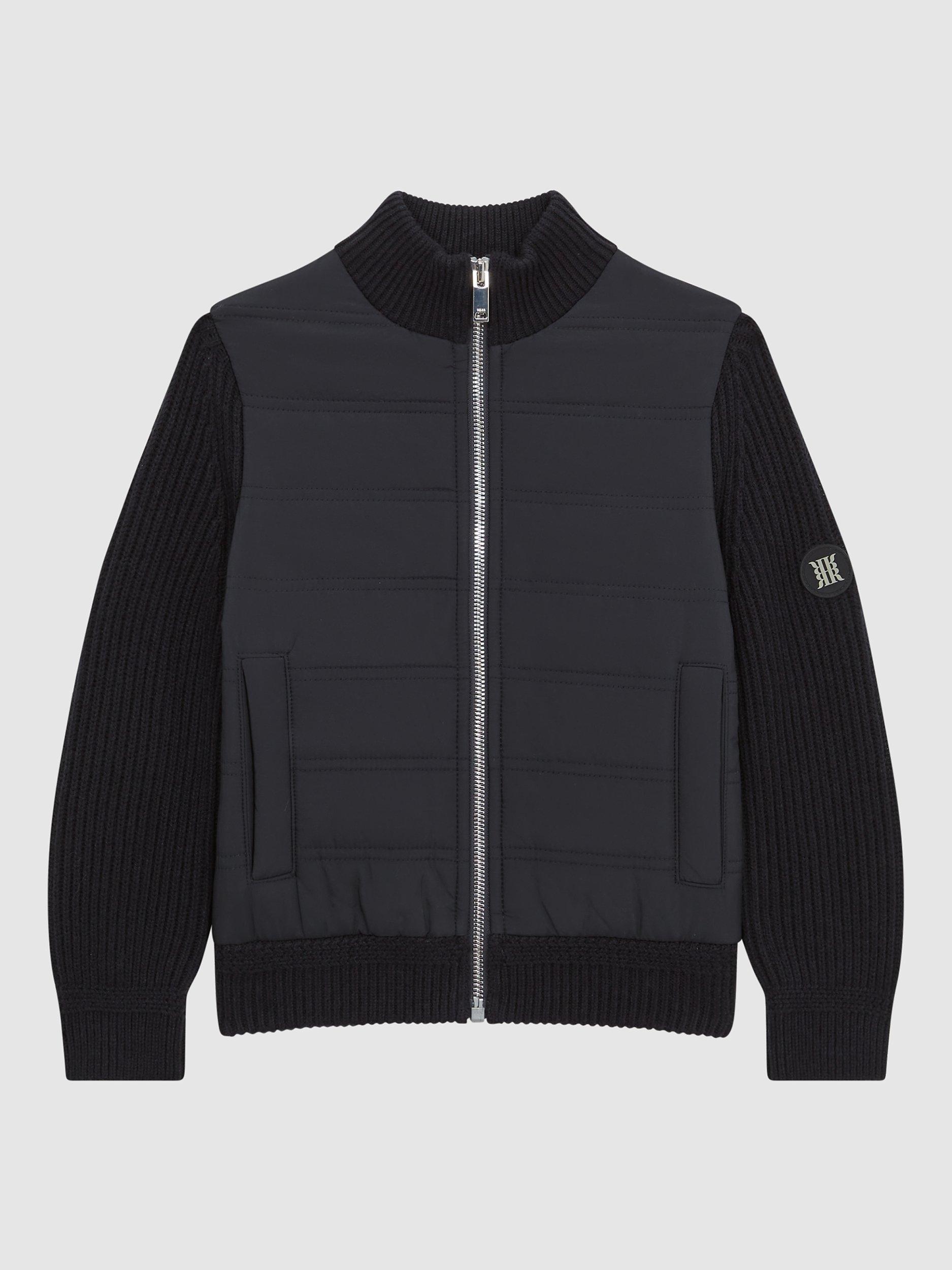 Product image 4 of 5, which shows Reiss Kids' Trainer Zipped Jumper, Navy, 4-5 years