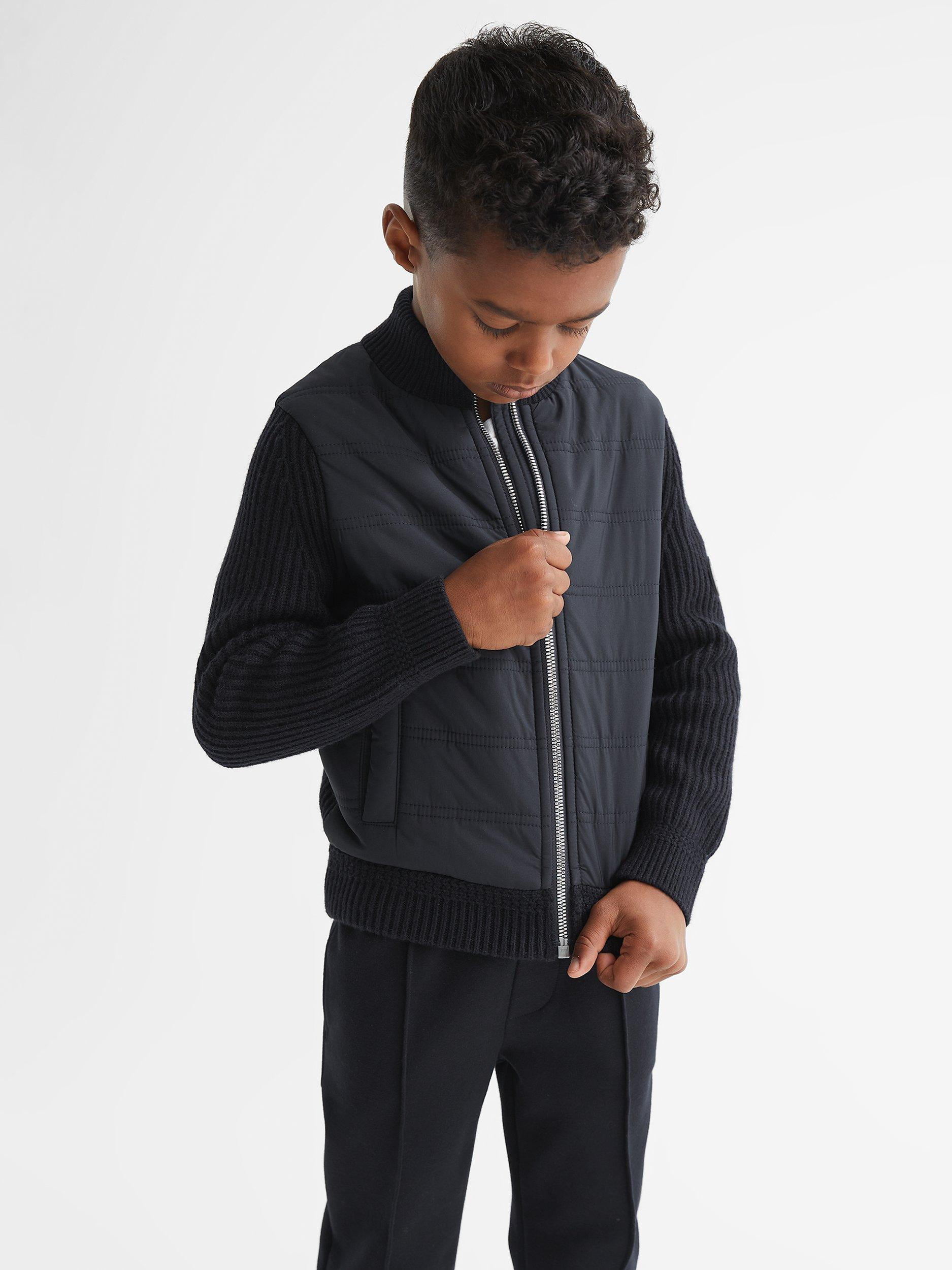 Product image 5 of 5, which shows Reiss Kids' Trainer Zipped Jumper, Navy, 4-5 years