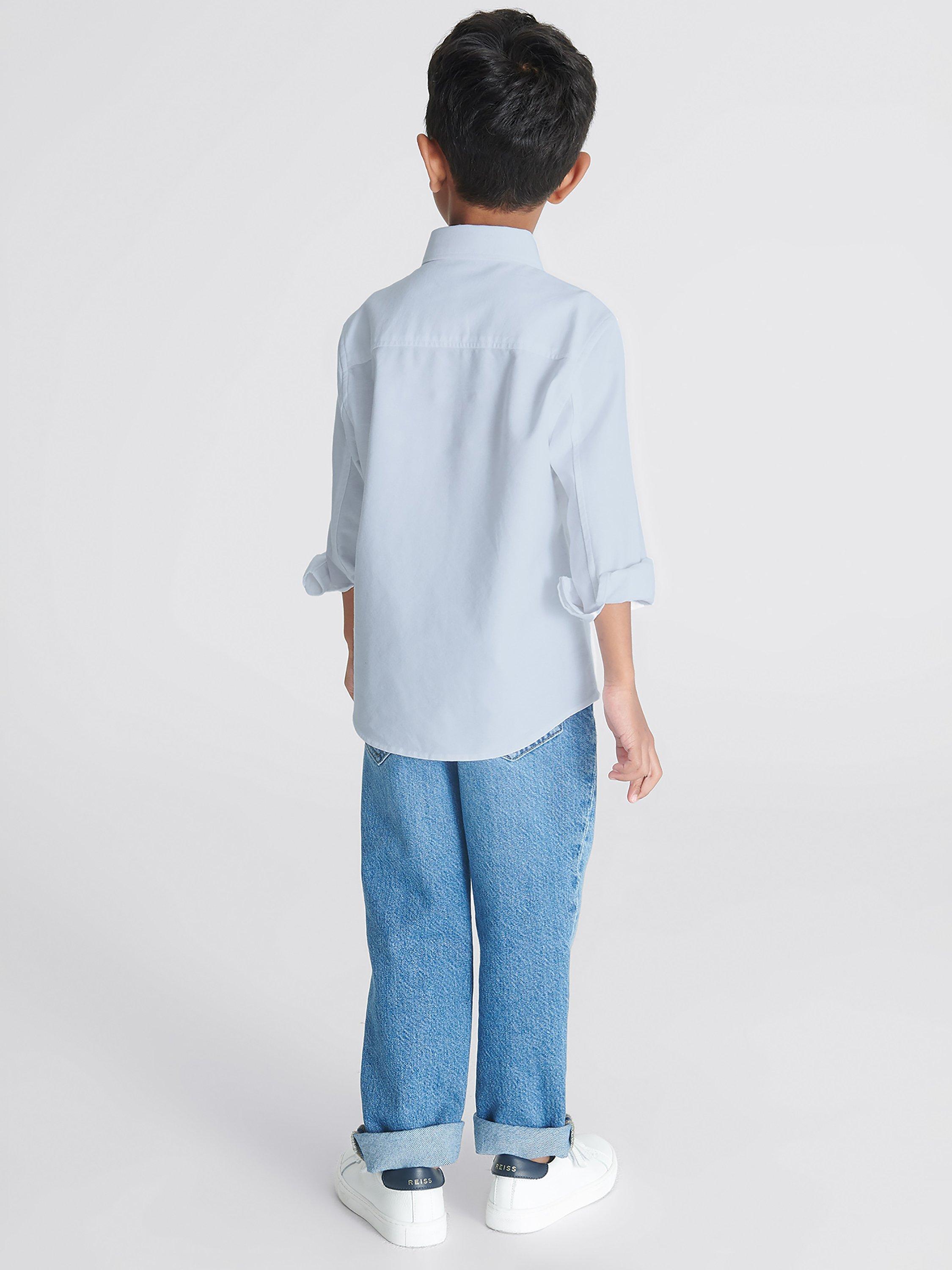 Product image 2 of 5, which shows Reiss Kids' Greenwich Oxford Shirt, Soft Blue, 4-5 years
