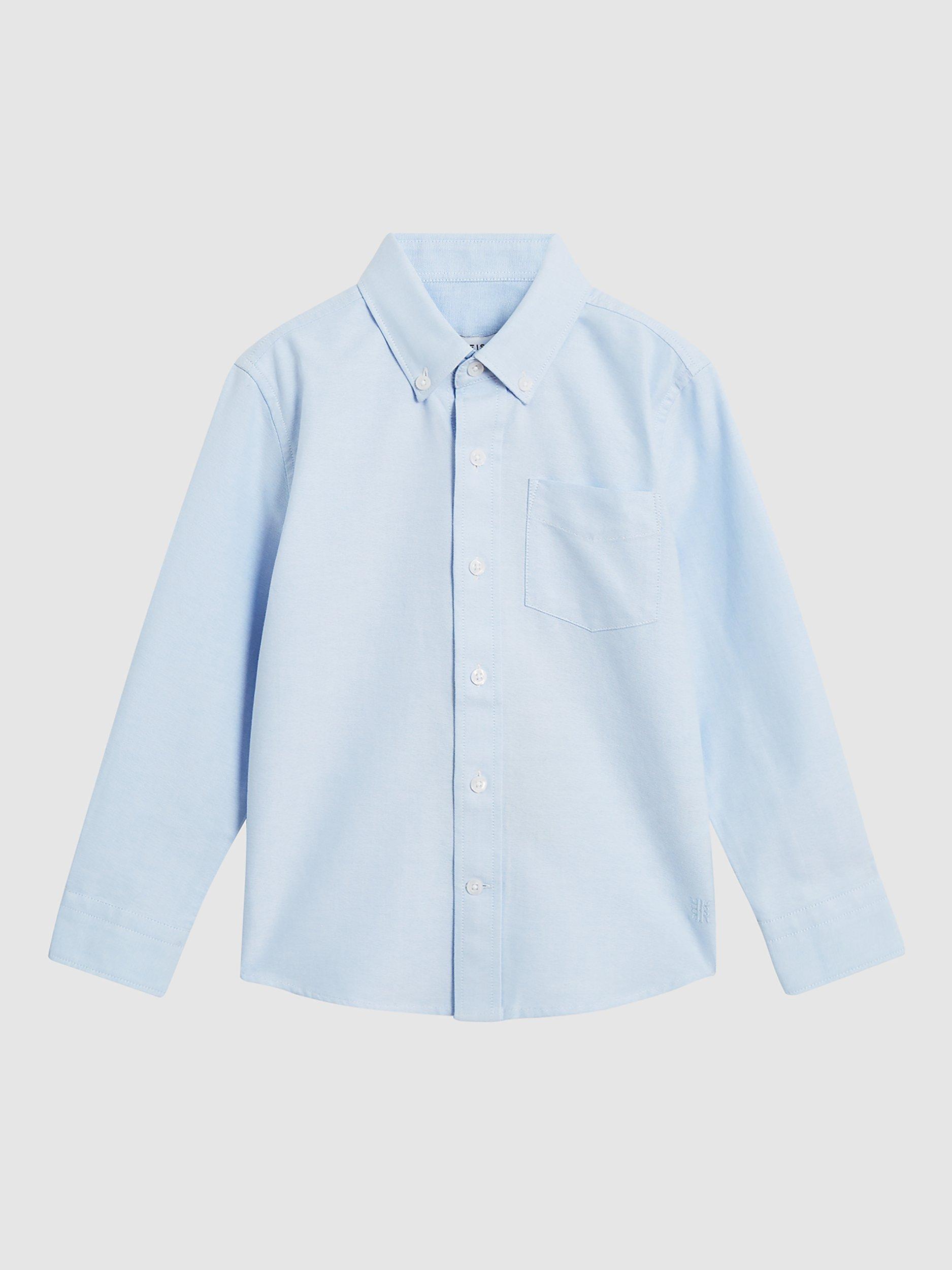 Product image 4 of 5, which shows Reiss Kids' Greenwich Oxford Shirt, Soft Blue, 4-5 years