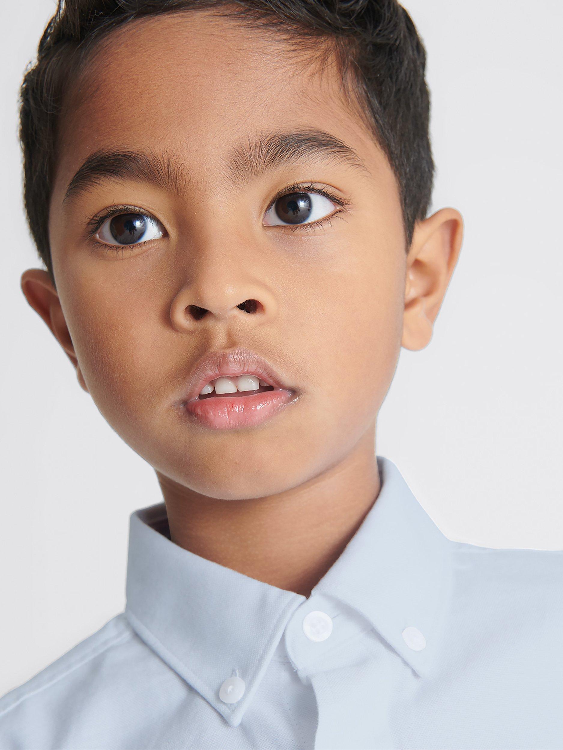 Product image 5 of 5, which shows Reiss Kids' Greenwich Oxford Shirt, Soft Blue, 4-5 years