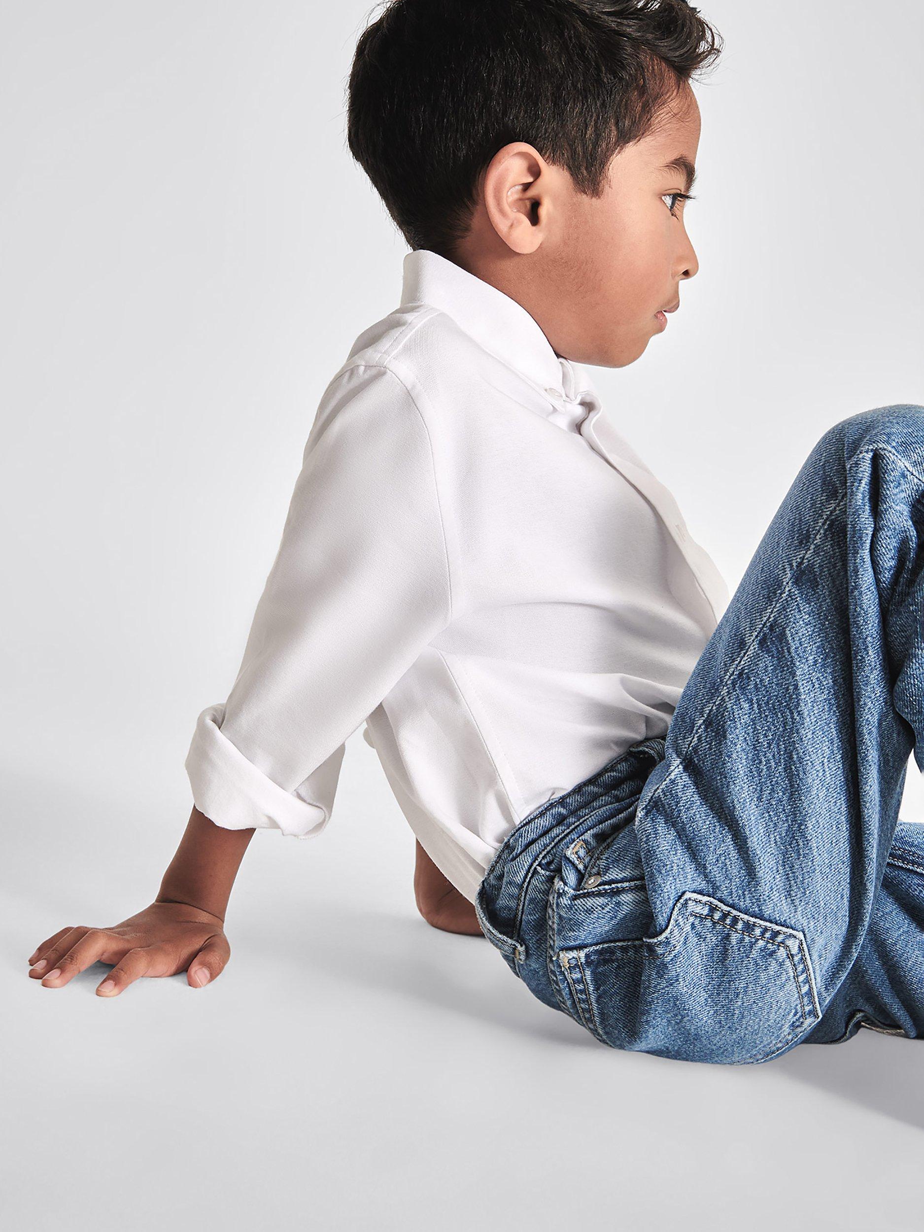 Product image 2 of 5, which shows Reiss Kids' Greenwich Oxford Shirt, White, 4-5 years