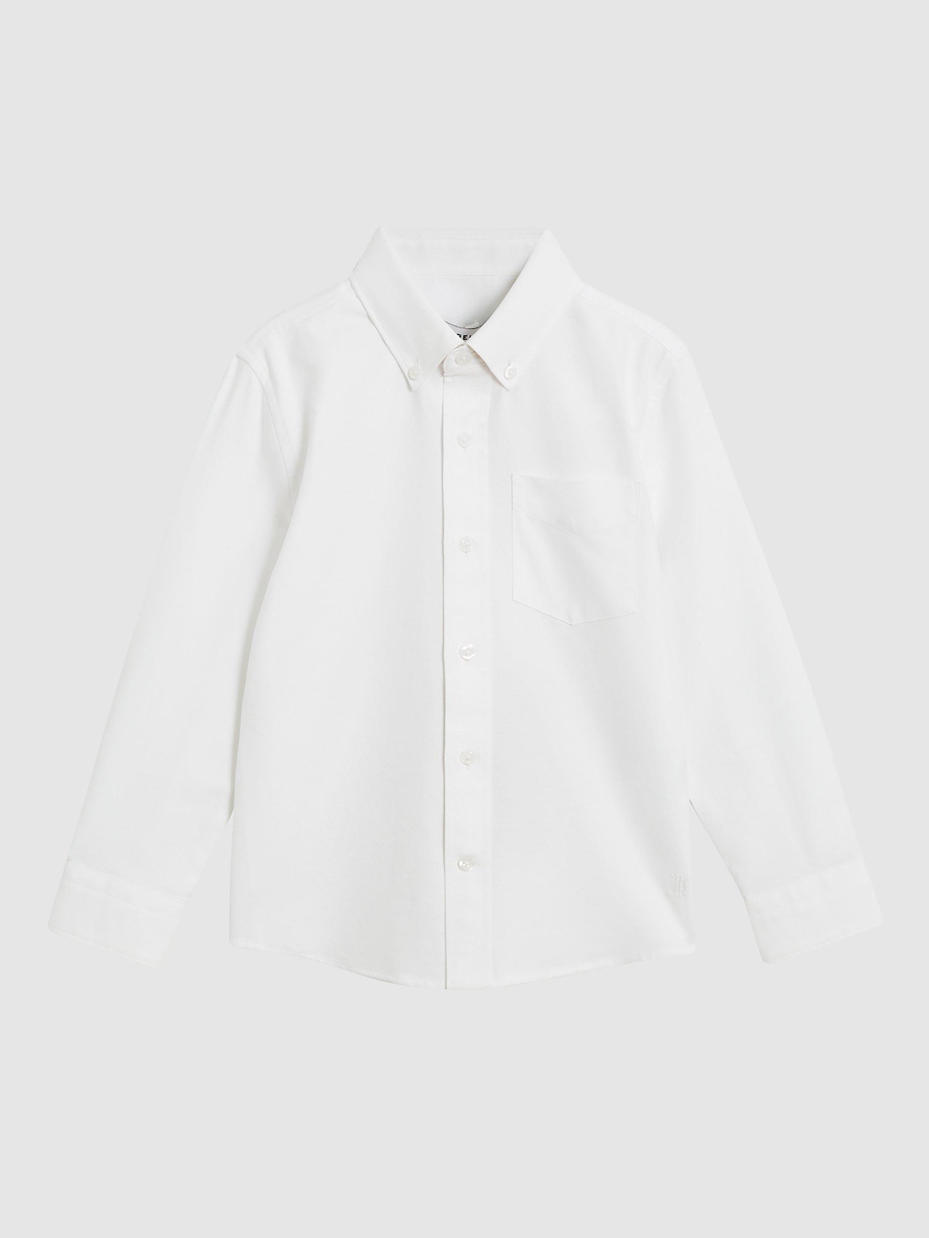 Product image 5 of 5, which shows Reiss Kids' Greenwich Oxford Shirt, White, 4-5 years