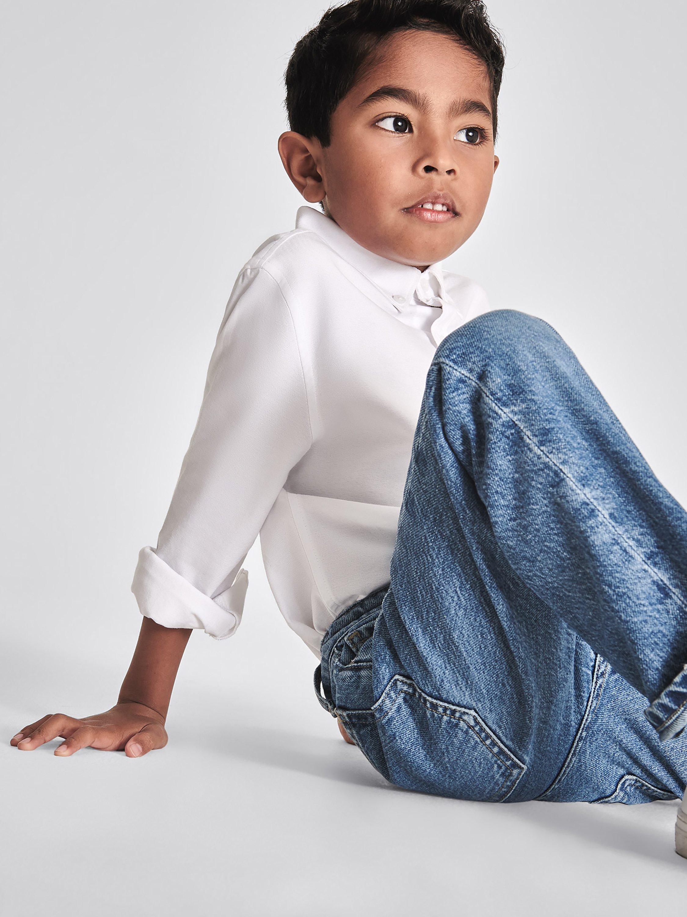 Product image 4 of 5, which shows Reiss Kids' Greenwich Oxford Shirt, White, 4-5 years