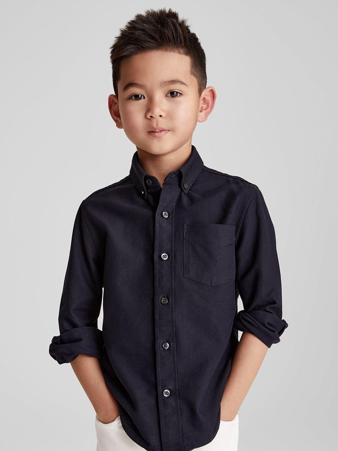 Product image 1 of 5, which shows Reiss Kids' Greenwich Oxford Shirt, Navy, 4-5 years