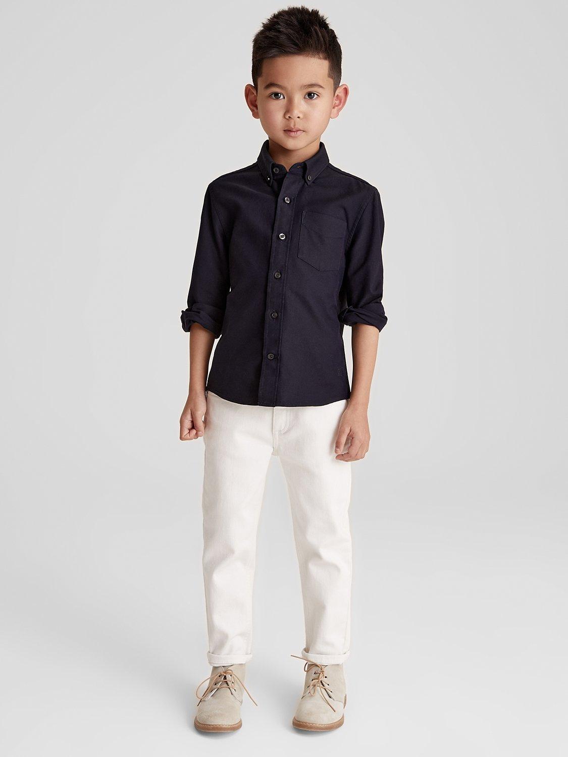 Product image 4 of 5, which shows Reiss Kids' Greenwich Oxford Shirt, Navy, 4-5 years