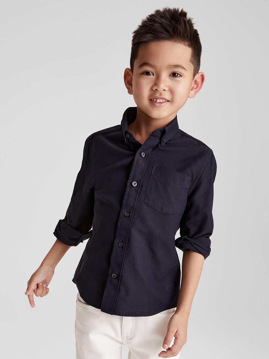Product image 5 of 5, which shows Reiss Kids' Greenwich Oxford Shirt, Navy, 4-5 years