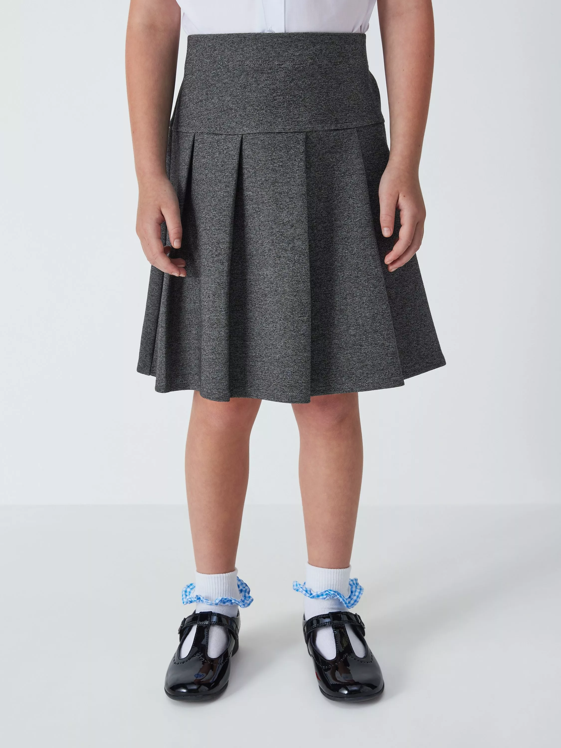 John Lewis Girls Jersey Panel Pleated School Skirt Grey Mid