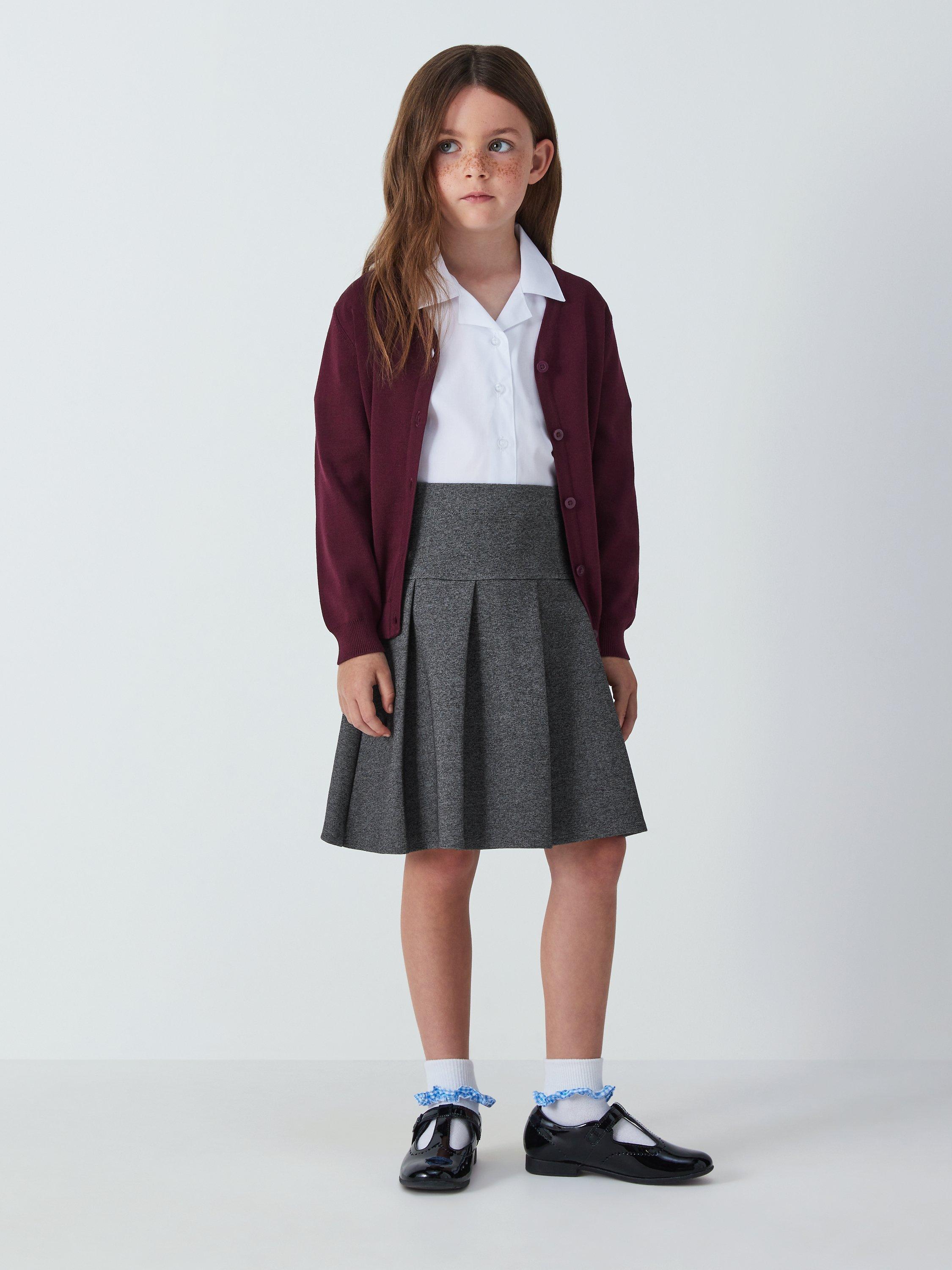 John Lewis Girls Jersey Panel Pleated School Skirt Grey Mid