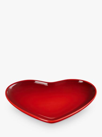 Le Creuset Stoneware Heart Platter, Cerise