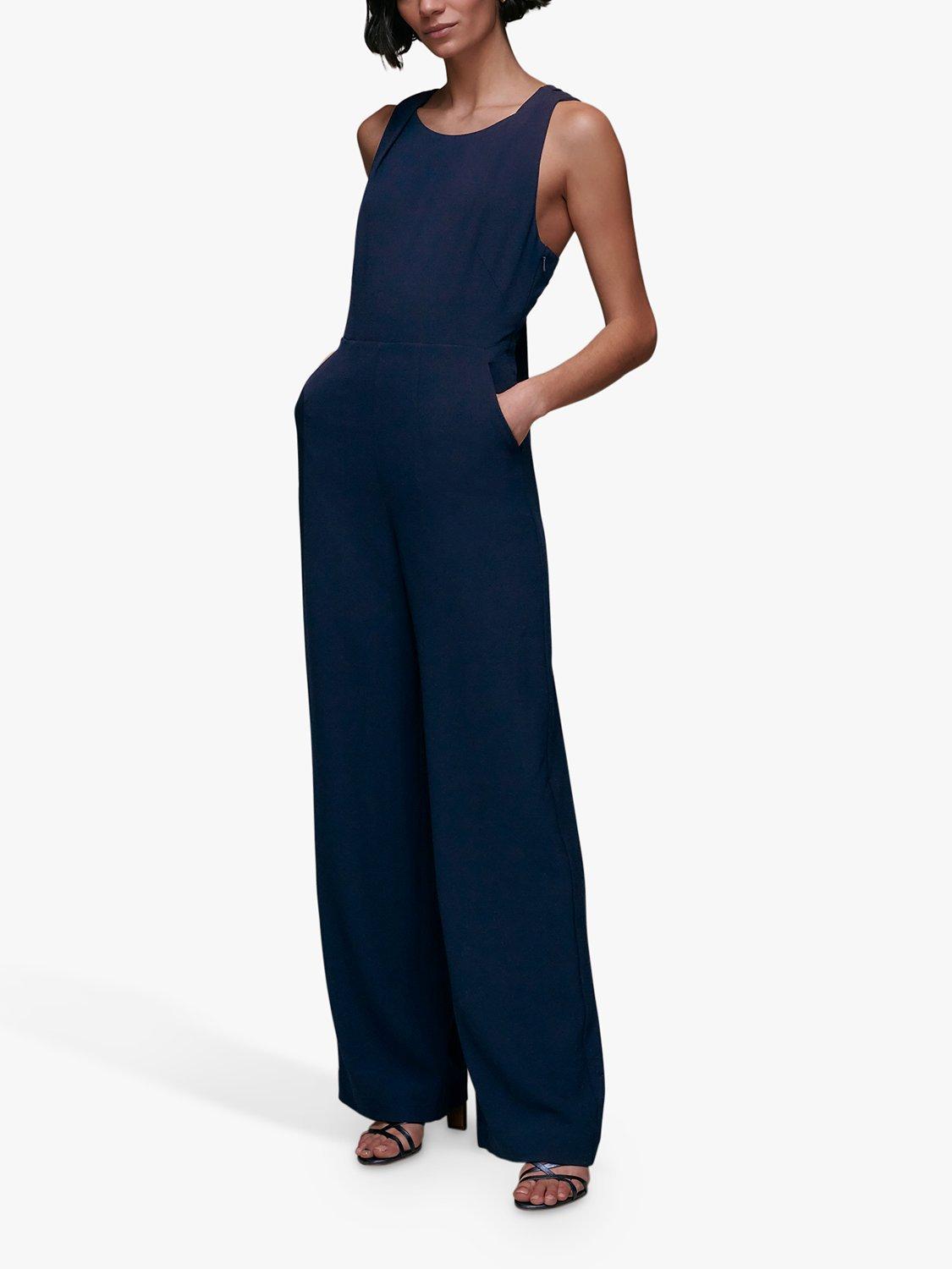 Whistles Tie Back Maxi Jumpsuit, Navy, 6