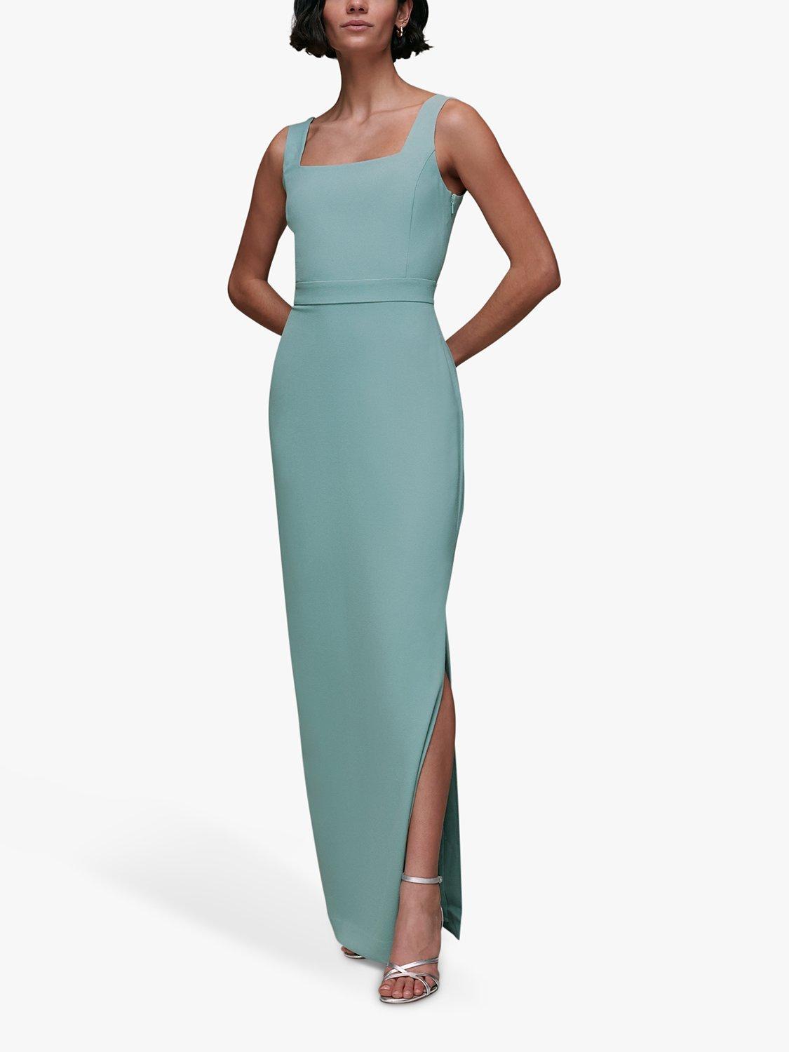 Product image 1 of 7, which shows Whistles Mila Square Neck Maxi Dress, Sage Green, 6