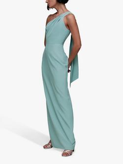 Whistles Bethan One Shoulder Maxi Dress, Sage Green