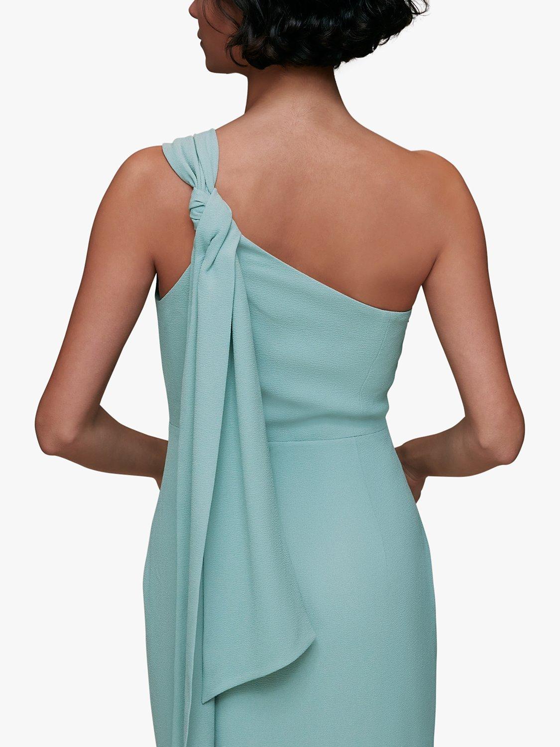 Product image 5 of 6, which shows Whistles Bethan One Shoulder Maxi Dress, Sage Green, 6