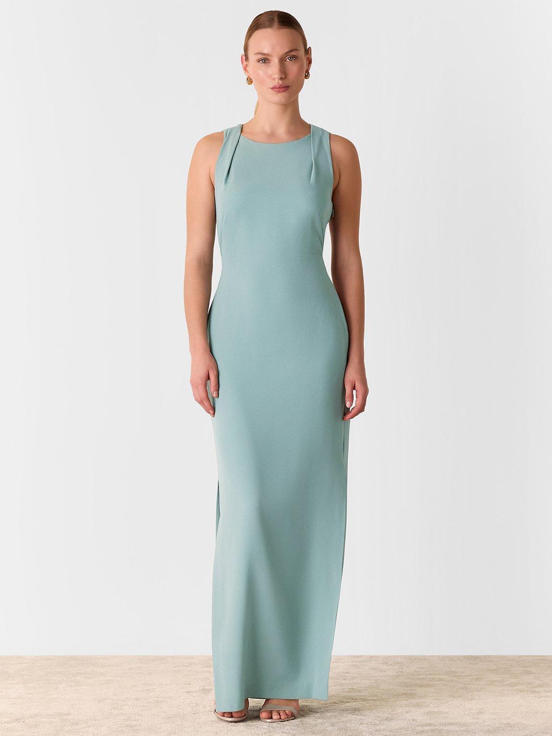 Product image 1 of 7, which shows Whistles Tie Back Maxi Dress, Sage Green, 6