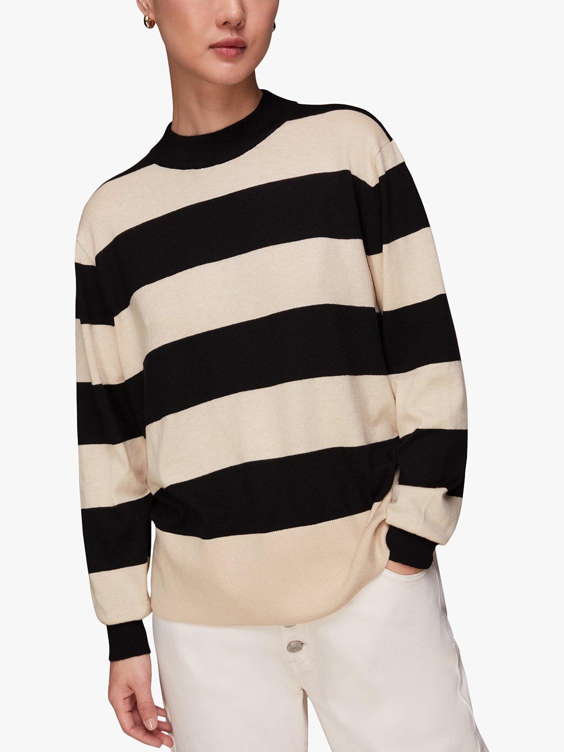 Whistles Stripe Knit Jumper, Black/Multi