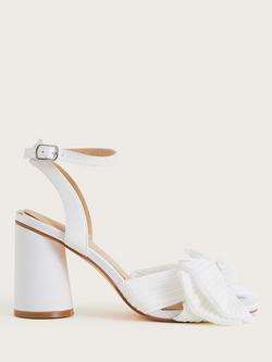 Monsoon Bock Heeled Bow Sandals, Ivory, Ivory