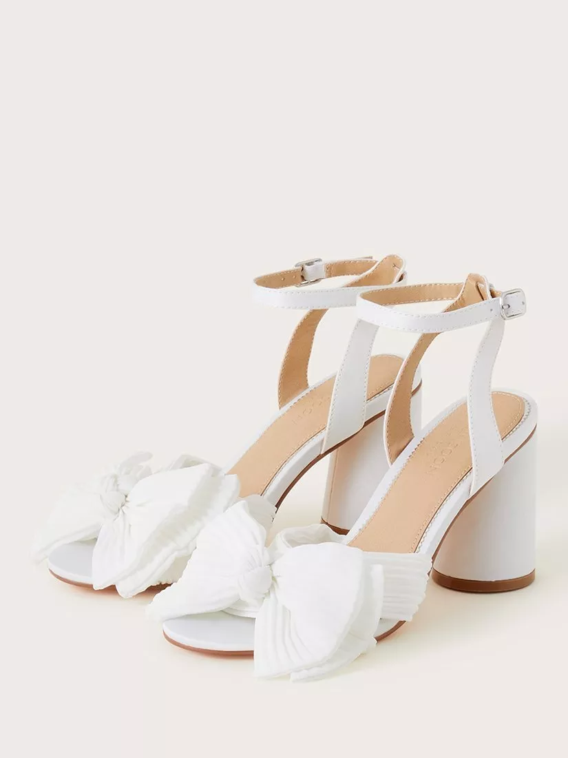 ivory heeled bow sandals