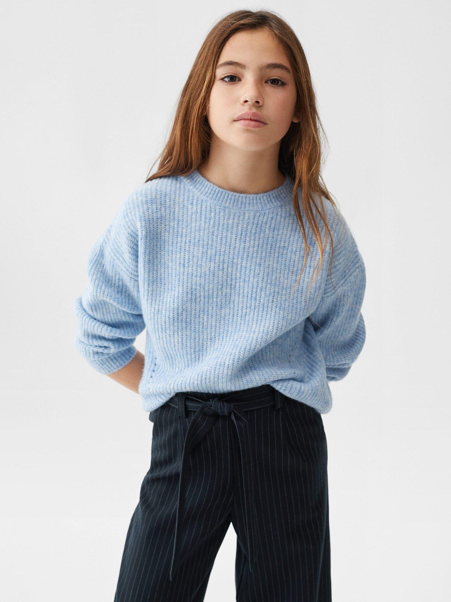 Mango Kids' Huelva Trousers, Navy Pin Stripe