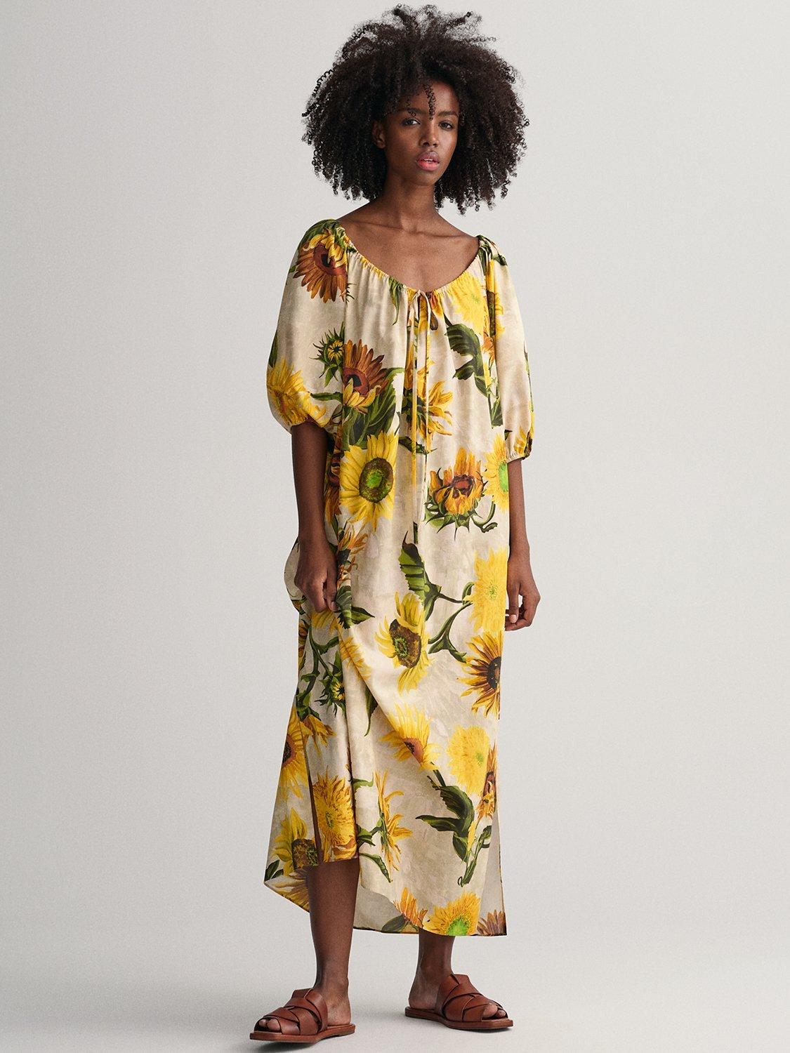 GANT Sunflower Print Dress, Concrete Beige