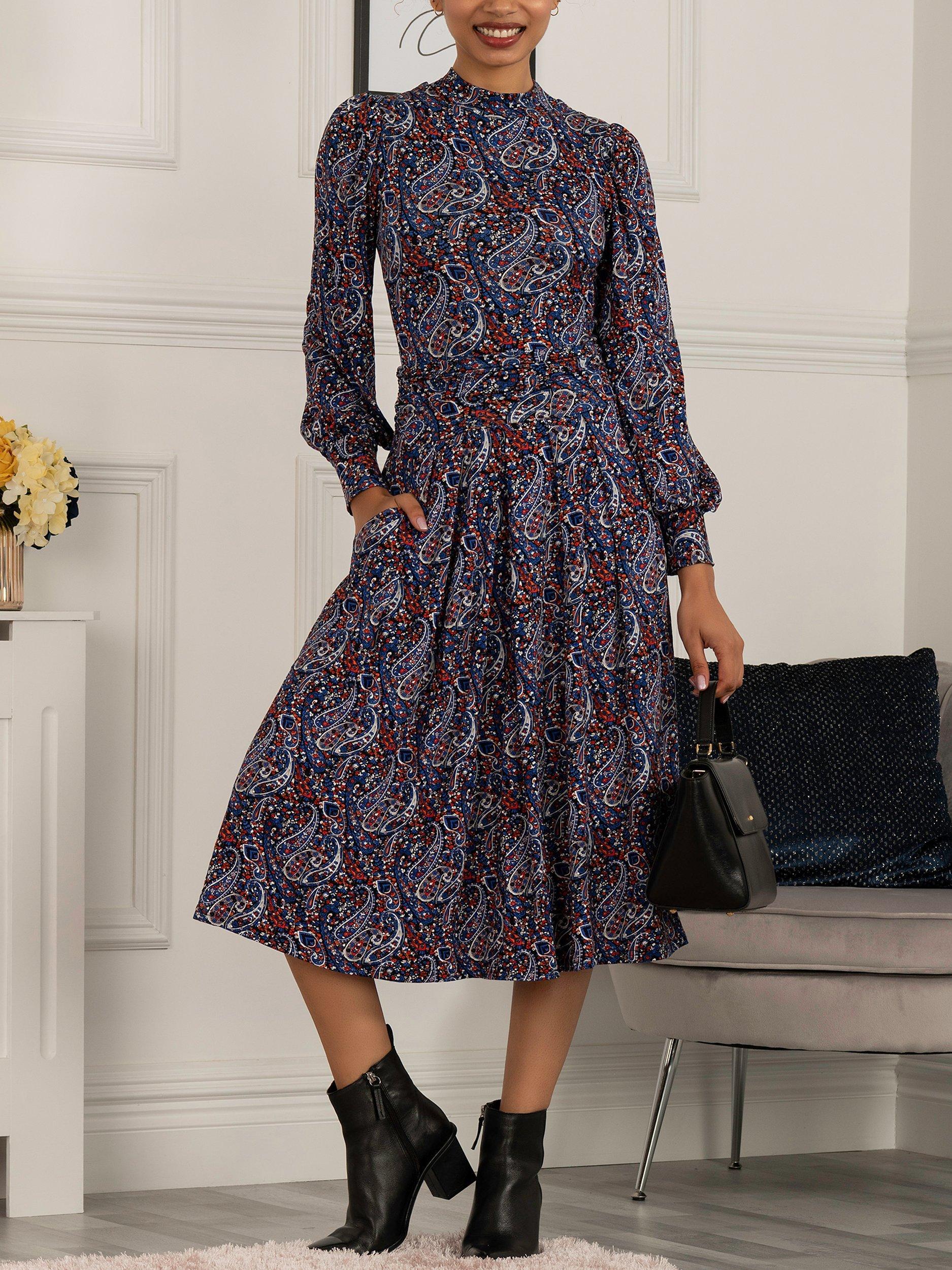 Jolie Moi Judith Paisley Print Midi Dress, Blue/Multi