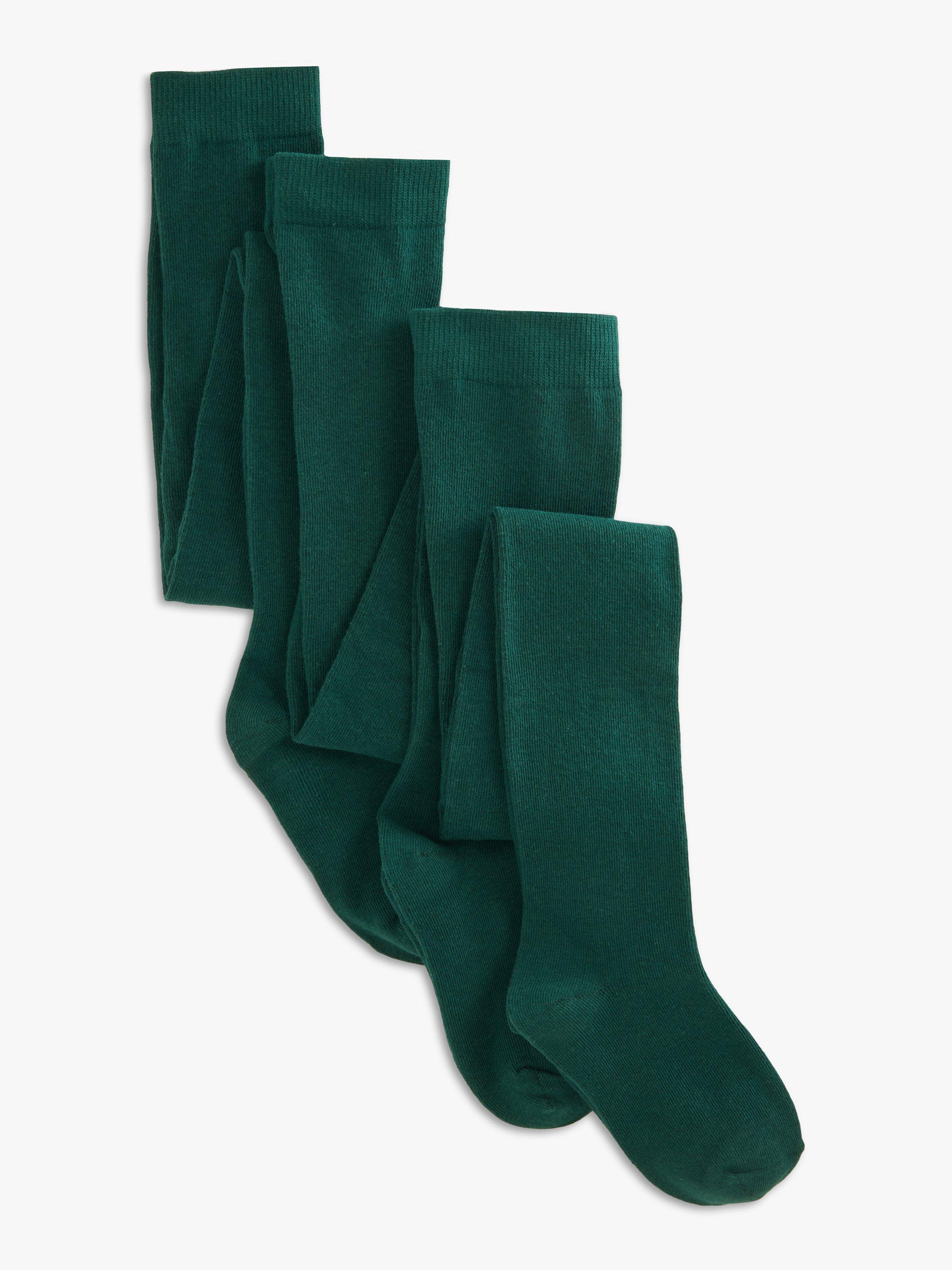 John Lewis ANYDAY Kids Cotton Rich Tights Pack of 3 Green