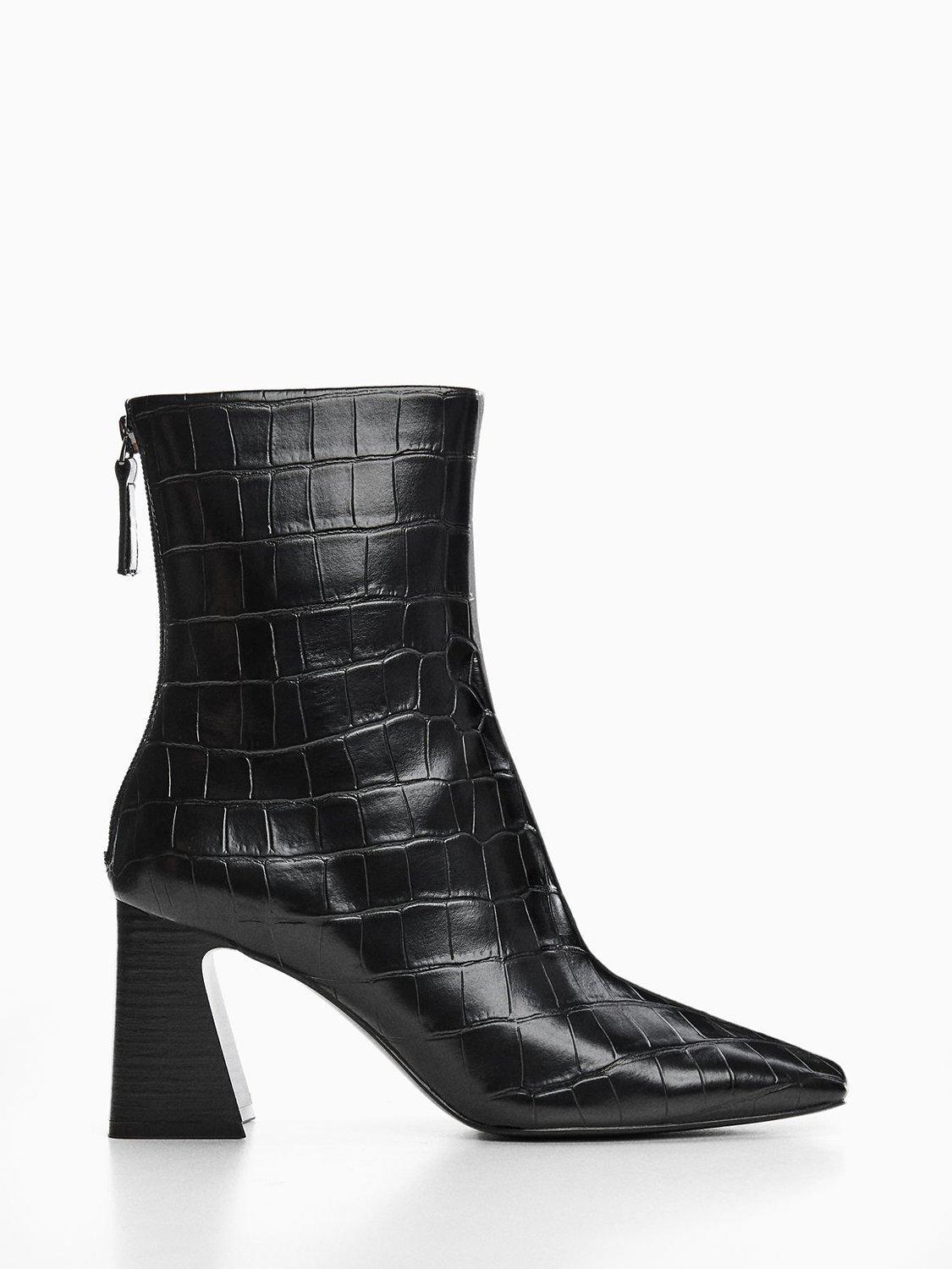 Mango Square Toe Ankle Boots, Black