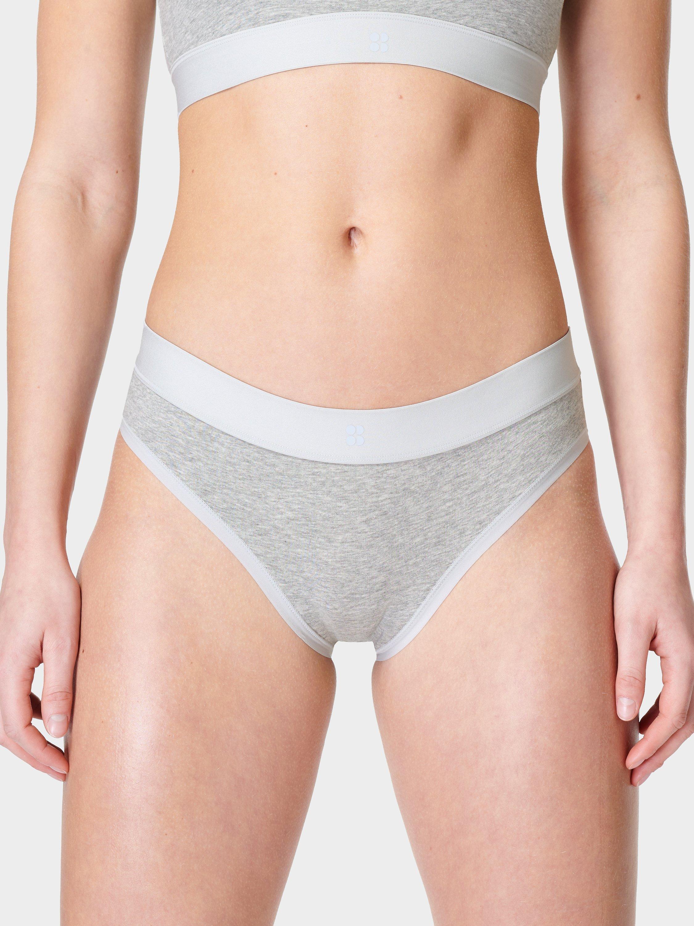 Sweaty Betty Sundown Soft Cotton Brief, Pack of 3, Light Grey Heather