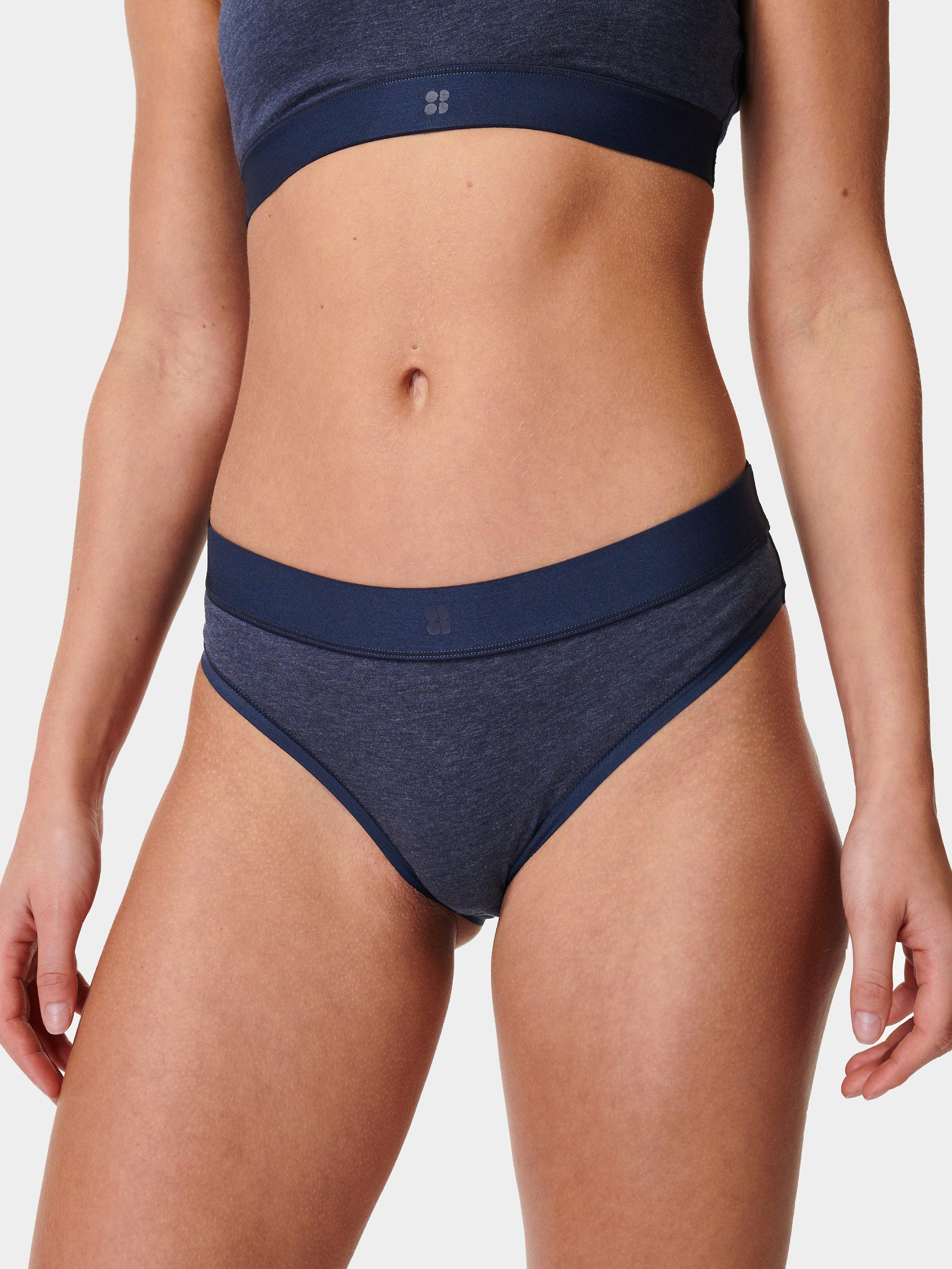 Sweaty Betty Sundown Soft Cotton Brief, Pack of 3, Navy Blue Heather