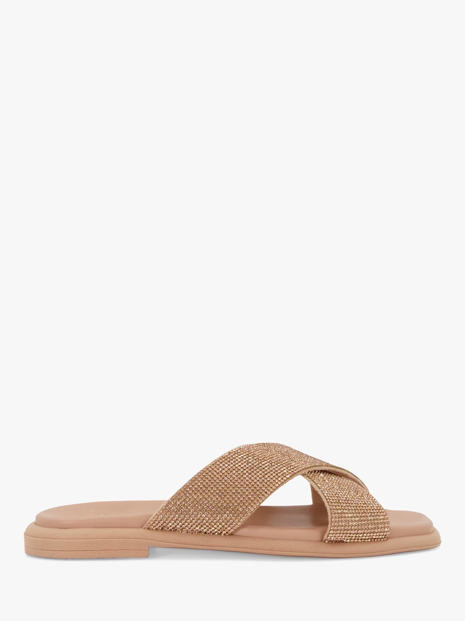 Dune Lylah Embellished Leather Cross Strap Sandals