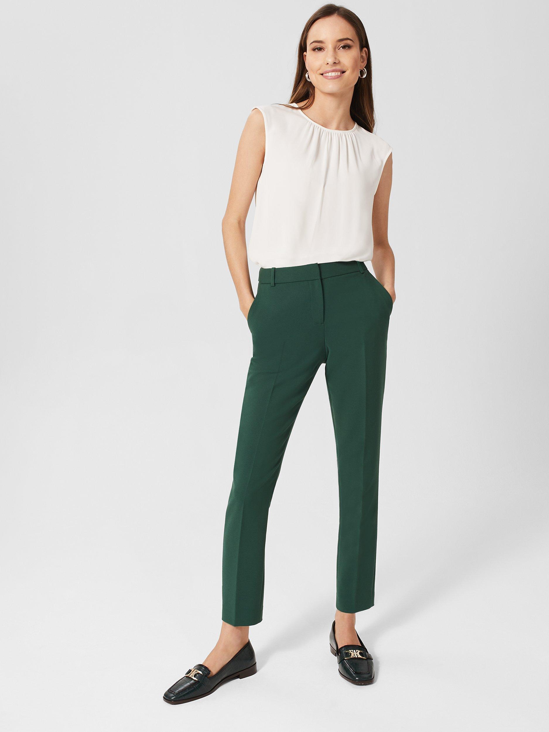 Hobbs Petite Suki Trousers, Rich Sage Green