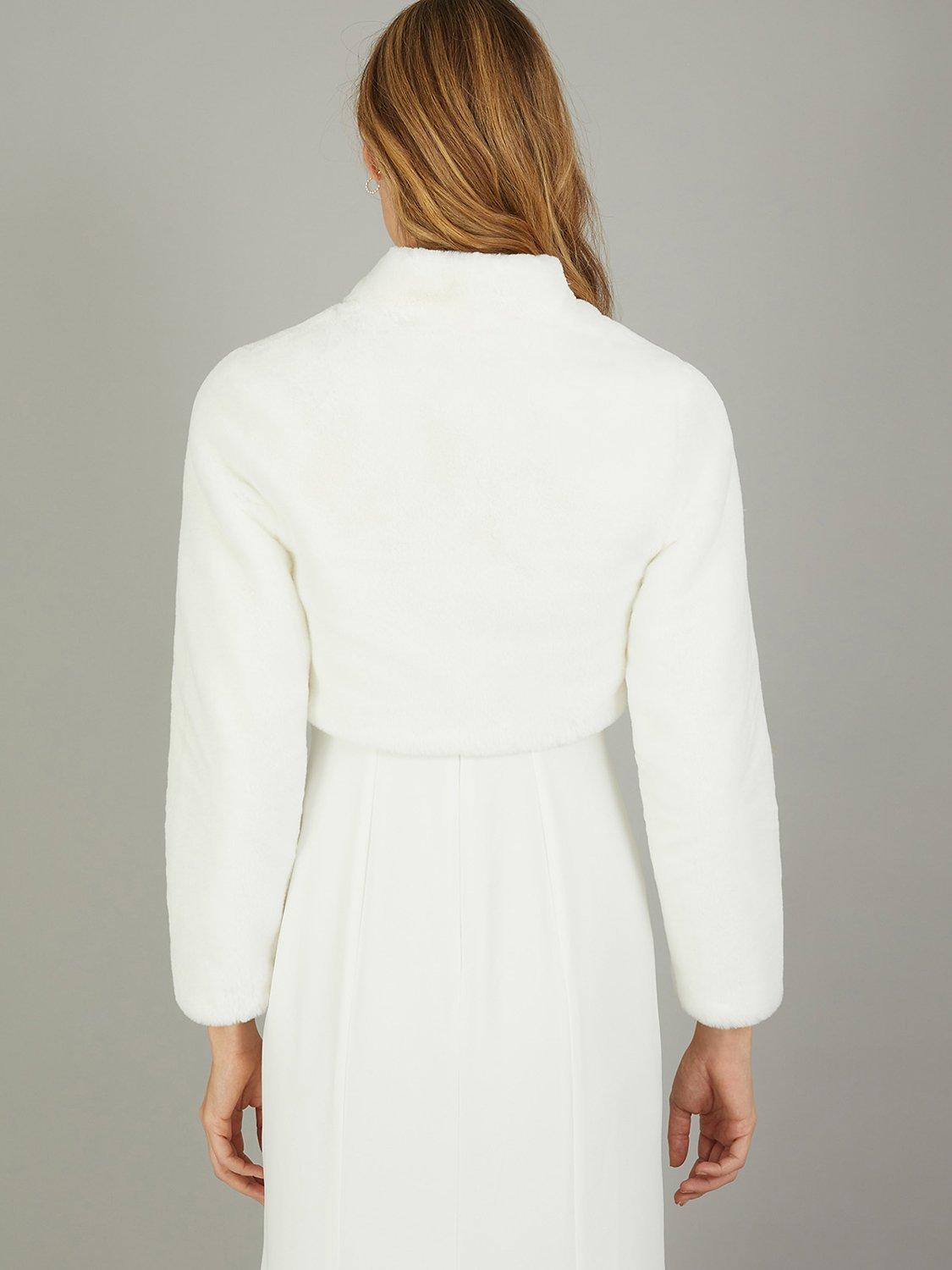 Product image 2 of 4, which shows Monsoon Melanie Faux Fur Jacket, Ivory, 6