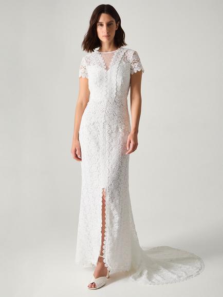 Monsoon Sienna Lace Bridal Maxi Dress, Ivory, Ivory