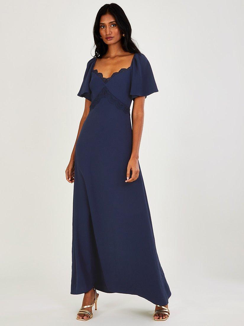 Monsoon Charlotte Crepe Maxi Dress, Navy