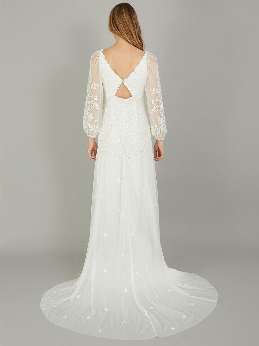 Product image 2 of 5, which shows Monsoon Josette Embellished Bridal Maxi Dress, Ivory, 6