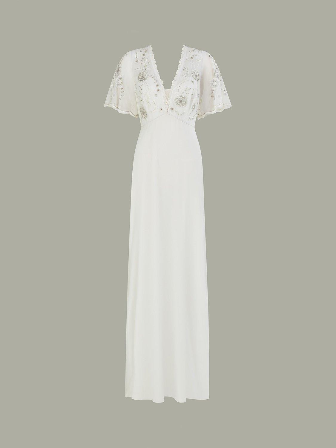 Product image 3 of 5, which shows Monsoon Liz Embroidered Bridal Maxi Dress, Ivory, 6