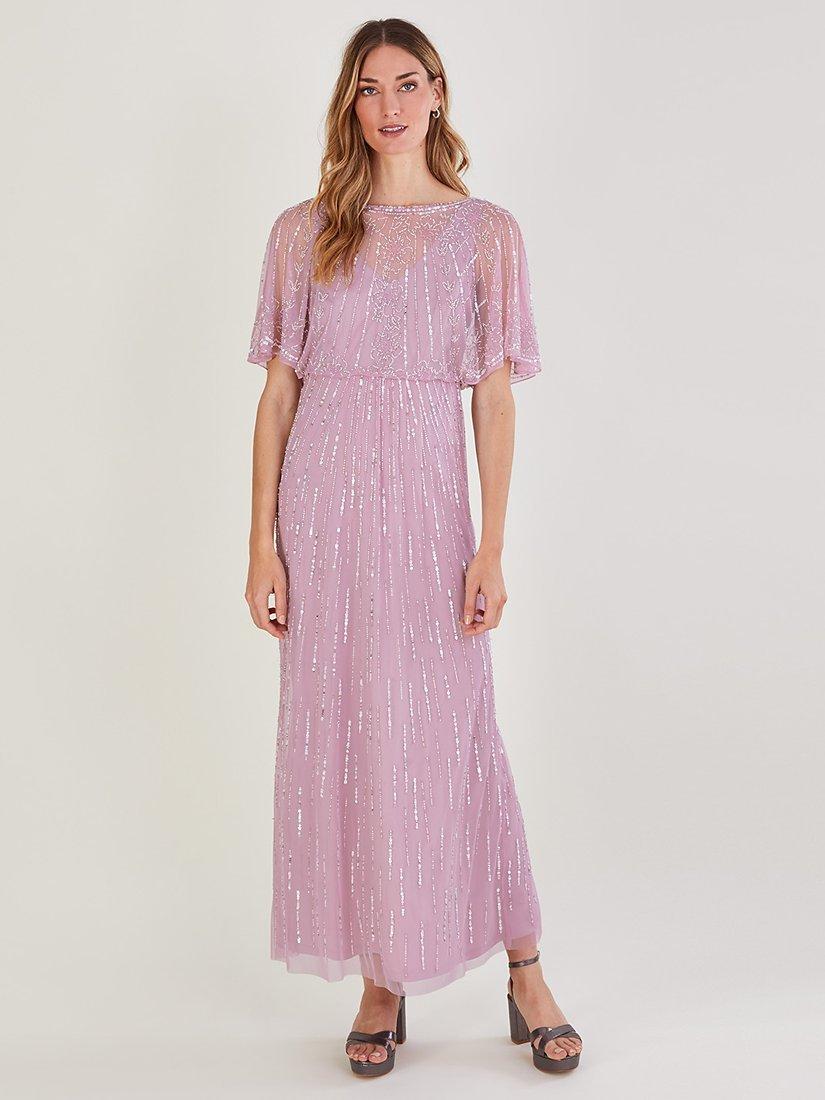 Monsoon Elizabeth Embellished Maxi Dress, Mink